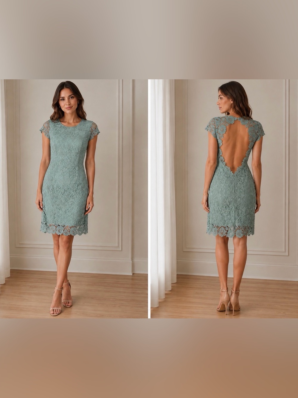 Lulu's Sage Green Lace Open-Back Cap Sleeve Mini Dress